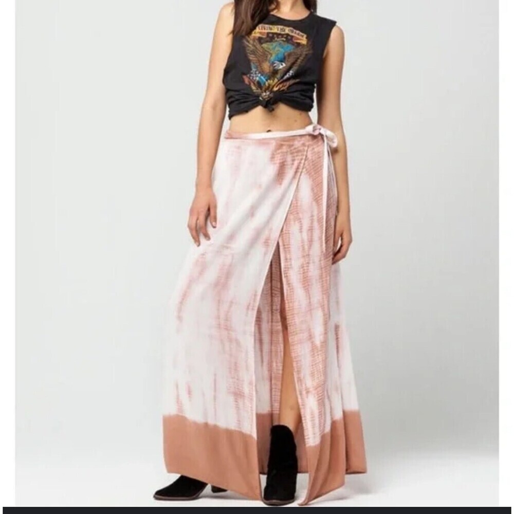 Full Tilt maxi skirt faux wrap tie dyed ombre lightweight flowy back zip SZ SM